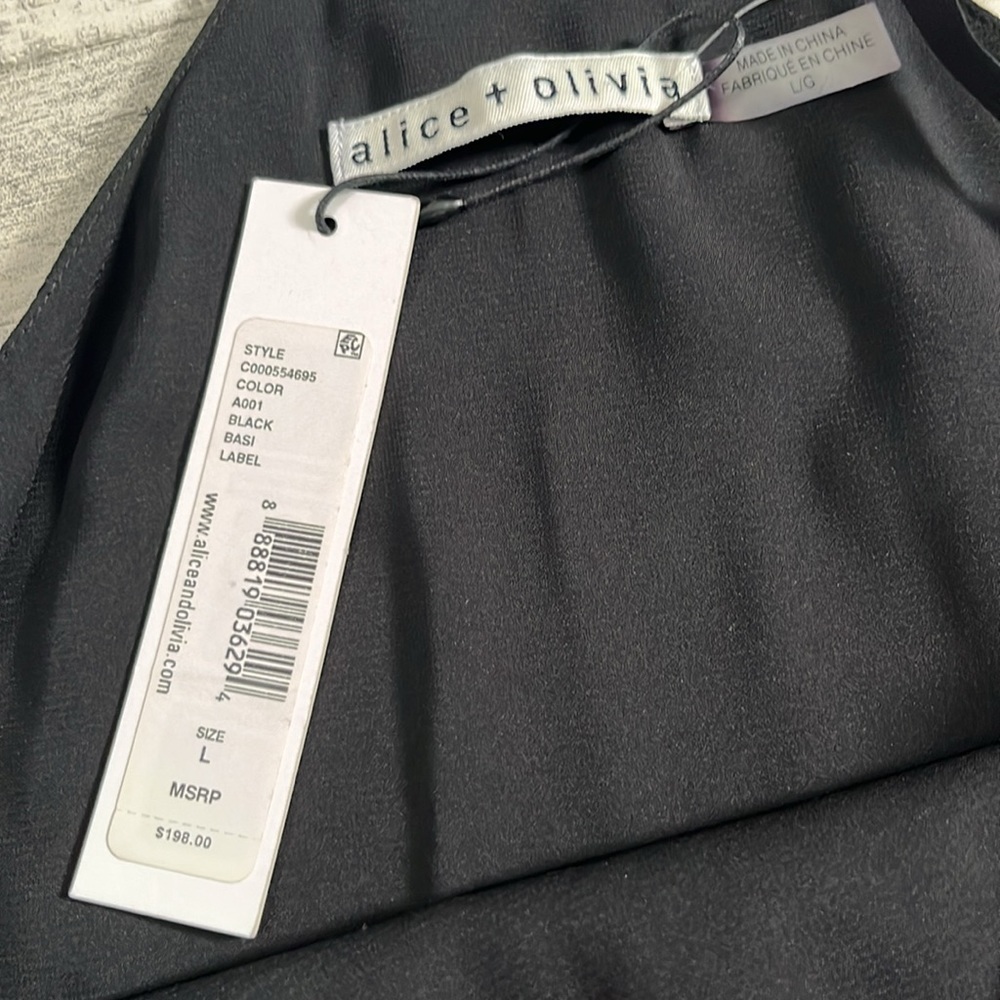Alice + Olivia Black Racer Back Dress Size L NWT - Picture 3 of 9